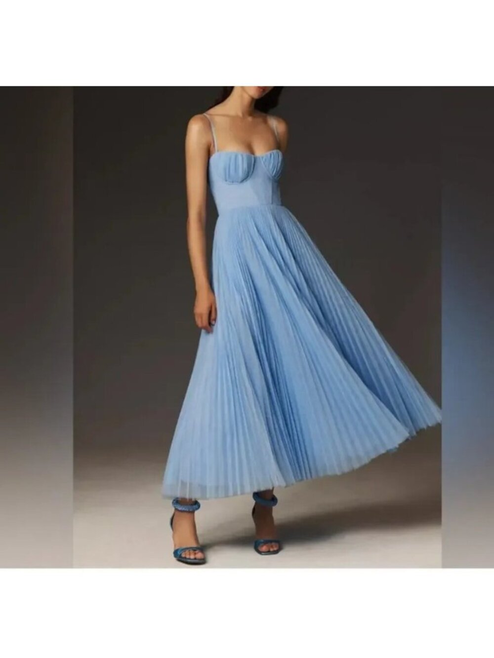 Hutch Amara Corset Dress Mesh Elegant Formal Blue Tulle Whimsical Womens 2